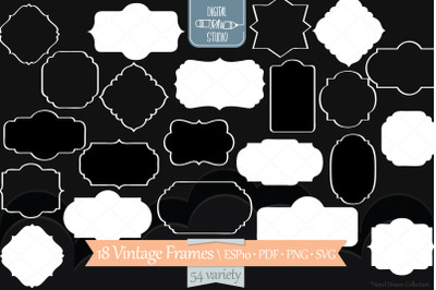 Vintage Frames White | Decorative Border | Retro Labels