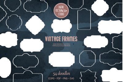 Vintage Frames White | Decorative Border | Retro Labels