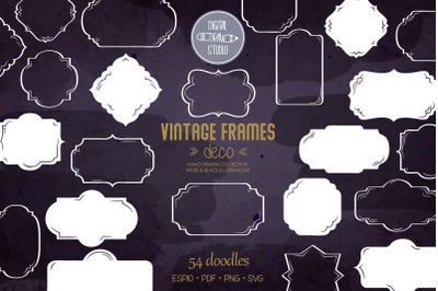 Vintage Frames Deco White |Decorative Border | Retro Labels