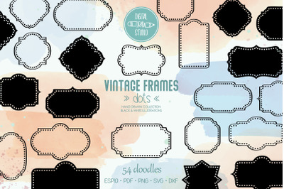 Vintage Frames Dots | Decorative Border | Retro Labels