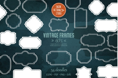 Vintage Frames Dots White | Decorative Border | Retro Labels