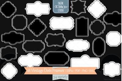 Vintage Frames Dots White | Decorative Border | Retro Labels