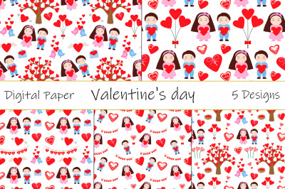 Valentine&#039;s day pattern. Boy Girl pattern. Valentine&#039;s SVG