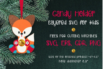 Candy Holder Christmas Ornament Fox SVG