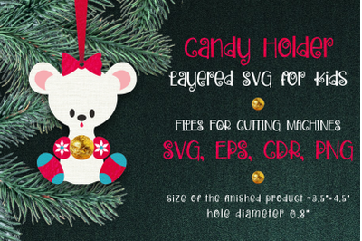 Candy Holder Christmas Ornament Polar Bear SVG