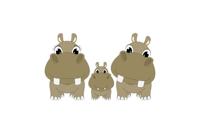 cute hippo family