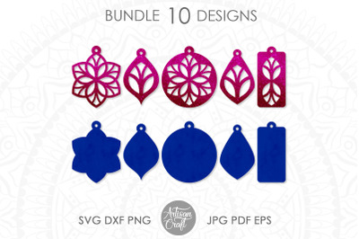 Earring template SVG, Floral earrings SVG