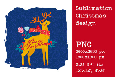 Sublimation Christmas deer  design.