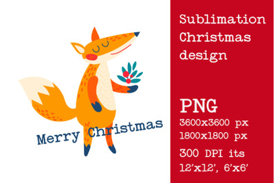 Sublimation Christmas  fox design.