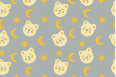 cute bears sleep with stars and moon