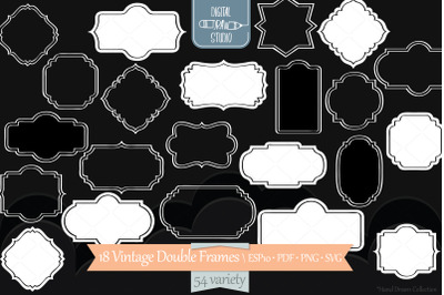 Vintage Frames Double White | Decorative Border | Retro Labels