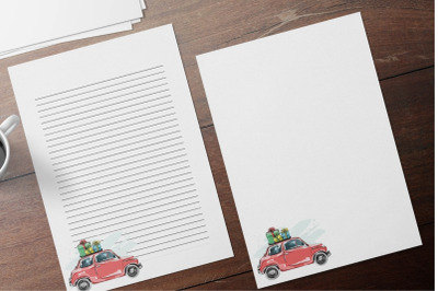 Elegant Christmas Stationery Papers, Christmas Car With Gifts