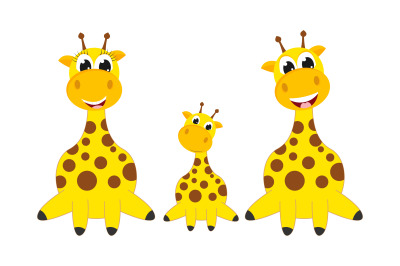 cute giraffe family, simple vector illustration