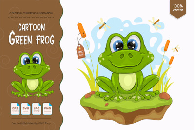 Cartoon green frog