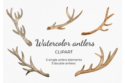 Watercolor Deer Antlers Clipart