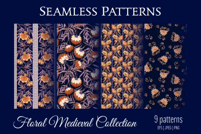 9 floral seamless patterns