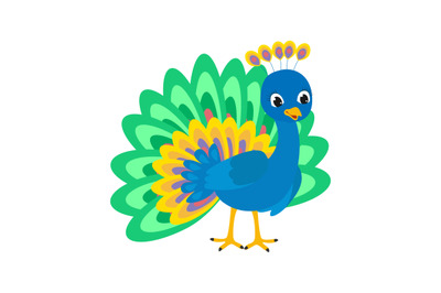 cute peacock, simple vector illustration