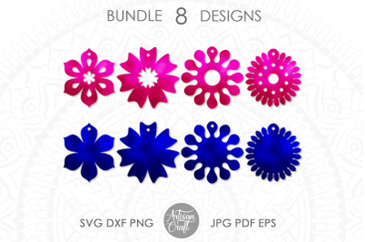 Earrings SVG, cut files, floral earrings, sunflower earrings