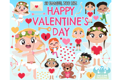 Happy Valentine&#039;s Day Clipart - Lime and Kiwi Designs