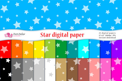 Colorful Star Digital Paper