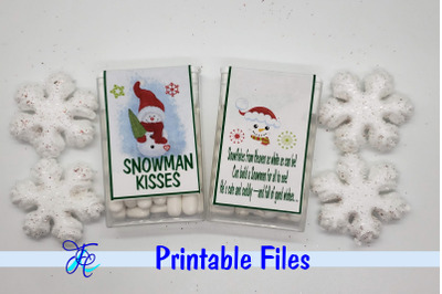 Snowman Kisses Tic Tac Label