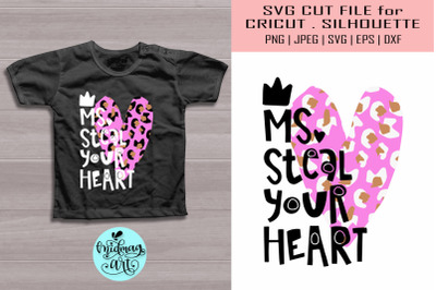 Ms. steal your heart leopard svg, valentine svg