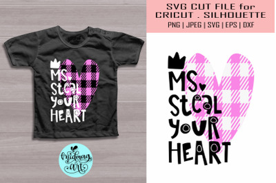 Ms. steal your heart plaid svg, valentine svg