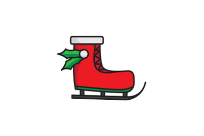 Ski Shoes And Leaf Christmas Icon