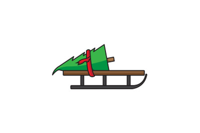 Christmas Tree On Sled Christmas Icon