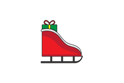 Santa Sled And Gift Christmas Icon