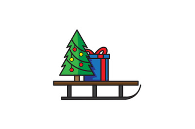 Tree With Sled Christmas Icon