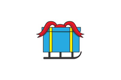 Blue Gift Sled Christmas Icon