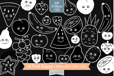 White Fruit Kawaii | Hand Drawn Food Characters