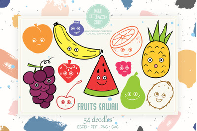 Colored Fruit Kawaii | Hand Drawn Food Characters