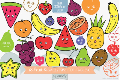 Colored Fruit Kawaii | Hand Drawn Food Characters