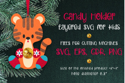 Candy Holder Christmas Ornament Tiger SVG