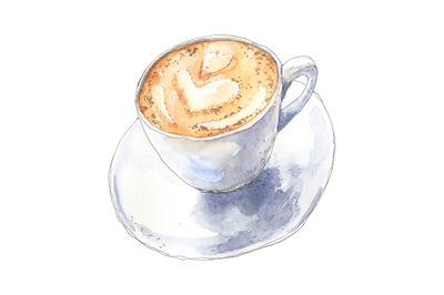 Cappuccino - watercolor illustration