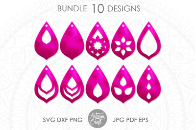 Teardrop earrings&2C; SVG&2C; cut file&2C; laser cutting templates