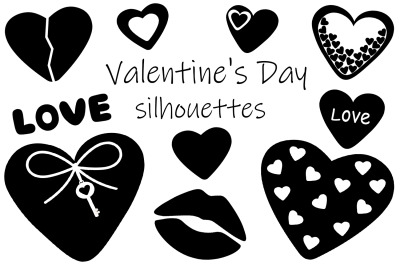 Valentine&amp;&23;039;s day silhouettes. Heart silhouettes. Heart SVG