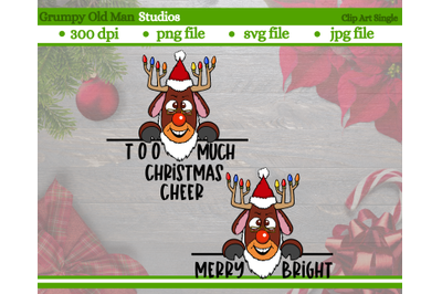 funny red nose reindeer cut file | merry and bright clip art