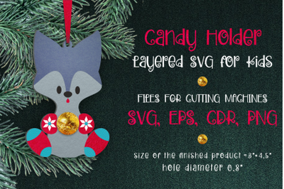 Candy Holder Christmas Ornament Wolf SVG