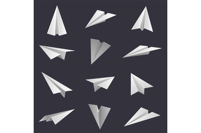 Paper planes. Handmade origami aircraft figures&2C; paper folding hobby.