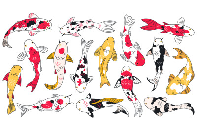 Oriental koi fish. Koi carps, asian ornamental fish, traditional orien