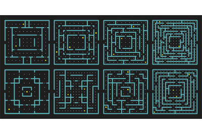 Maze arcade game. Rectangle labyrinth puzzle, arcade maze conundrum, c