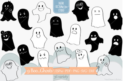 Hand Drawn Ghost | Halloween Doodles | Cute Phantom Illustration