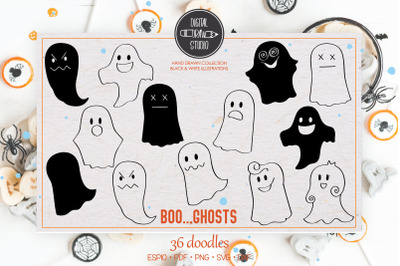 Hand Drawn Ghost | Halloween Doodles | Cute Phantom Illustration