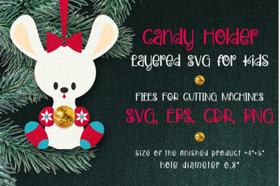 Candy Holder Christmas Ornament Bunny SVG