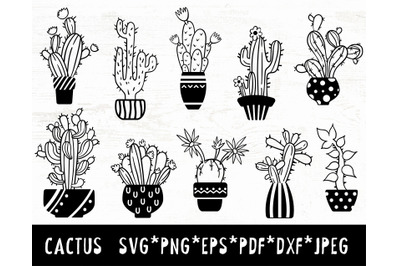 Black-White Cactus SVG
