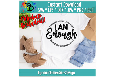 I Am Enough&2C; quote SVG&2C; cut file&2C; SVG cut file&2C; inspirational&2C; motivational&2C; worthy&2C; positive&2C; instant download&2C; Christian SVG&2C; enough