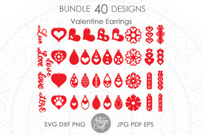 Heart earrings SVG, Valentines earrings, SVG cut files